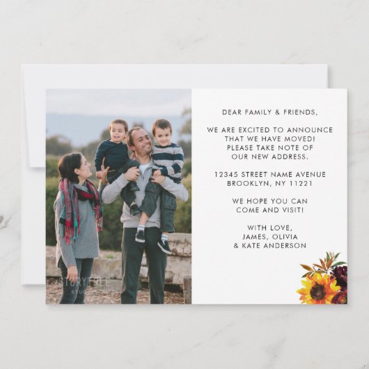 Wir haben Herbstsonnenblume verändert Neues Zuhaus Ankündigung (Rückseite)