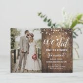 Wir haben Hochzeitsempfang gemacht Einladung (Stehend Vorderseite)