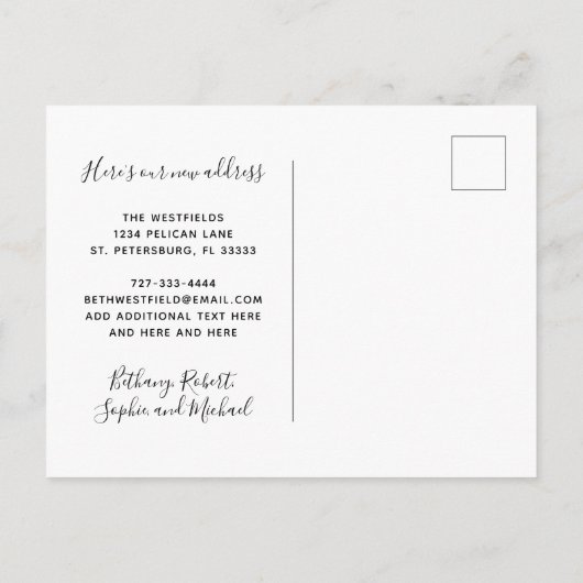 Wir haben Ihr Foto um eine neue Adresse erweitert Ankündigungspostkarte (Rückseite)