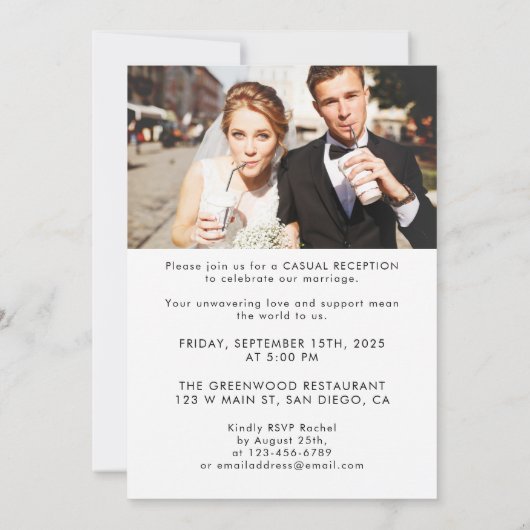 Wir haben jetzt gefeiert Feiern wir 2 Foto Elopeme Einladung (Rückseite)