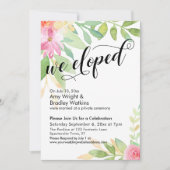 Wir haben Kalligraphie Pink Aquarellfarben-Blume Einladung (Vorderseite)