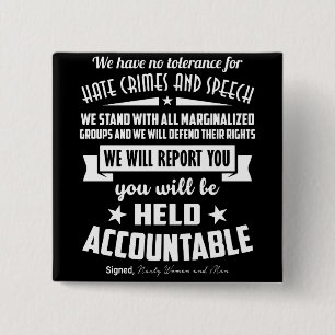 Wir haben keine Toleranz für Hass-Verbrechen-Knop Button