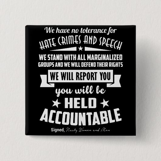 Wir haben keine Toleranz für Hass-Verbrechen-Knopf Button (Vorderseite)