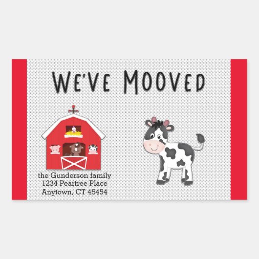 Wir haben Kuh in Barnyard-Umsiedlungsmitteilung ve Rechteckiger Aufkleber (Vorderseite)