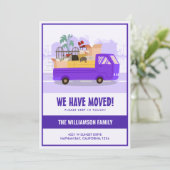 Wir haben Lila LKW auf der Straße bewegt Ankündigung (Stehend Vorderseite)