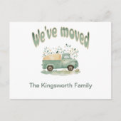 Wir haben lustige Van-Bewegungs-Ankündigung bewegt Postkarte (Vorderseite)
