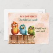 Wir haben lustige Vögel auf Zaun bewegt Postkarte (Vorne/Hinten)