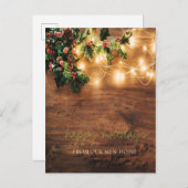 Wir haben Mistleton, String Lights, Holz Ankündigungspostkarte (Vorne/Hinten)