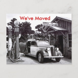 Wir haben Mitteilungs-Retro verpacktes Auto u. PO Ankündigung