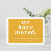 WIR HABEN moderne minimale neue Adresse gelb versc Ankündigung (Stehend Vorderseite)