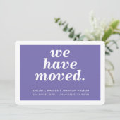 WIR HABEN moderne minimale neue Adresse lila Ankündigung (Stehend Vorderseite)