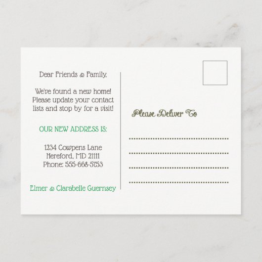 Wir haben Moooved Kühe und Scheunen-neue Ankündigungspostkarte (Rückseite)