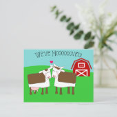 Wir haben Moooved Kühe und Scheunen-neue Ankündigungspostkarte (Stehend Vorderseite)