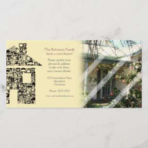 Wir haben Mosaik-Hausmitteilung Foto-Karte bewegt Ankündigung