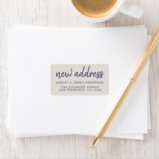 Wir haben Navy Blue Gray New Address Label verscho Adressaufkleber (Insitu)