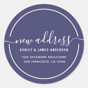 Wir haben Navy Blue New Address Label übertragen Runder Aufkleber