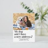 Wir haben neue Adresse Pet Foto verschieben Hund Ankündigungspostkarte (Stehend Vorderseite)