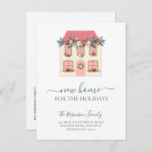 Wir haben neue Weihnachten auf Zuhause verschoben Ankündigungspostkarte (Vorne/Hinten)