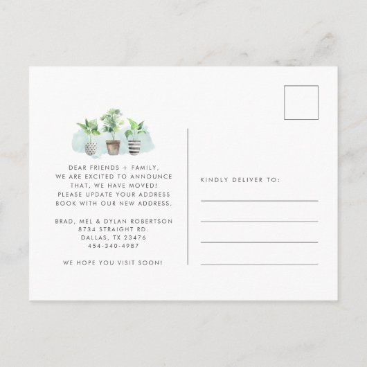 Wir haben neue Wurzeln in die neue Adressbewegung  Ankündigungspostkarte (Rückseite)