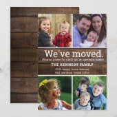 Wir haben neue Zuhause 4 Foto Collage Rustic Wood Ankündigung (Vorne/Hinten)
