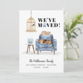 Wir haben neue Zuhause Dog & Cat Schlafzimmer Blue Ankündigung (Stehend Vorderseite)