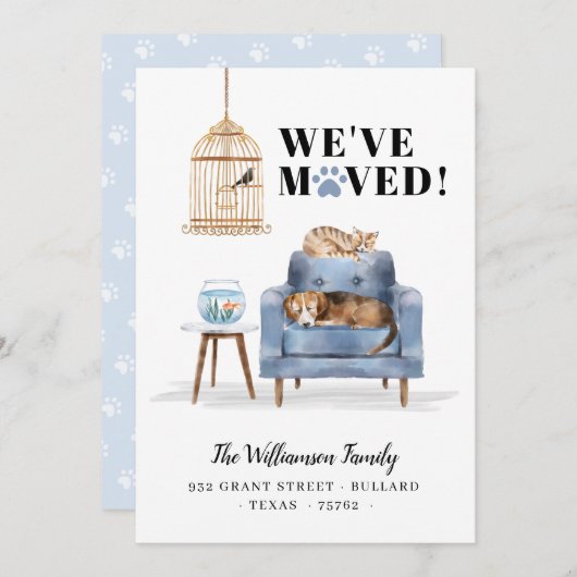 Wir haben neue Zuhause Dog & Cat Schlafzimmer Blue Ankündigung (Vorne/Hinten)