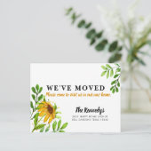 Wir haben neue Zuhause-Gelbe Blumengrün-Bewegung Ankündigungspostkarte (Stehend Vorderseite)