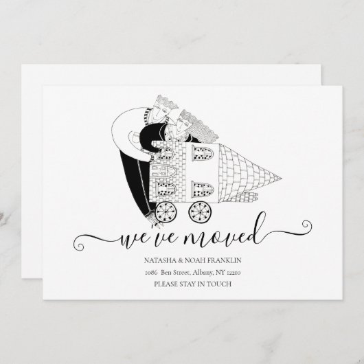 Wir haben neue Zuhause Schwarz und Weiß verschoben Ankündigung (Vorne/Hinten)