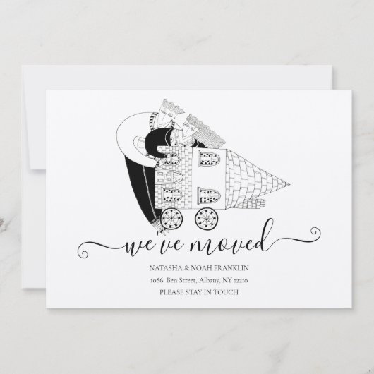 Wir haben neue Zuhause Schwarz-Weiß-Rustikal versc (Vorderseite)