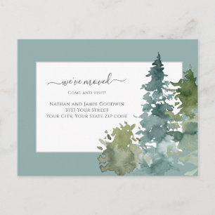 Wir haben neue Zuhause Script Pine Tree Aquamarin  Postkarte
