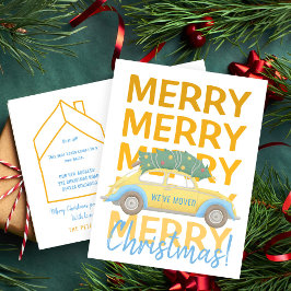 Wir haben neue Zuhause Weihnachtsfeiertage verscho Ankündigungspostkarte