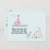 Wir haben neues Zuhause-Adressen-Segel-Boot bewegt Ankündigungspostkarte (Vorne/Hinten)