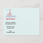 Wir haben neues Zuhause-Adressen-Segel-Boot bewegt Ankündigungspostkarte (Rückseite)