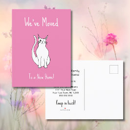 Wir haben Niedliche Winking Cat Pink neue Zuhause Ankündigungspostkarte