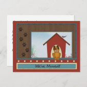 Wir haben Niedliches Hüttenhaus mit Paw Prints Cus Ankündigungspostkarte (Vorne/Hinten)