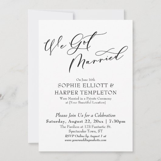 Wir haben nur Verheiratet Hübschen, einfachen Empf Einladung (Vorderseite)