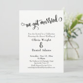 Wir haben nur Verheirateten Schwarz-weißen Empfang Einladung (Stehend Vorderseite)