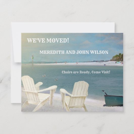 Wir haben Ocean Beach Move Announcement Card übert Ankündigung (Vorderseite)