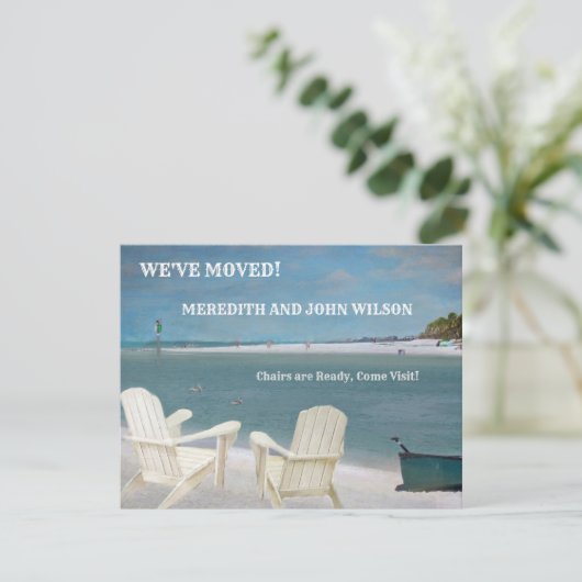 Wir haben Ocean Beach Move Announcement Card übert Ankündigung (Stehend Vorderseite)