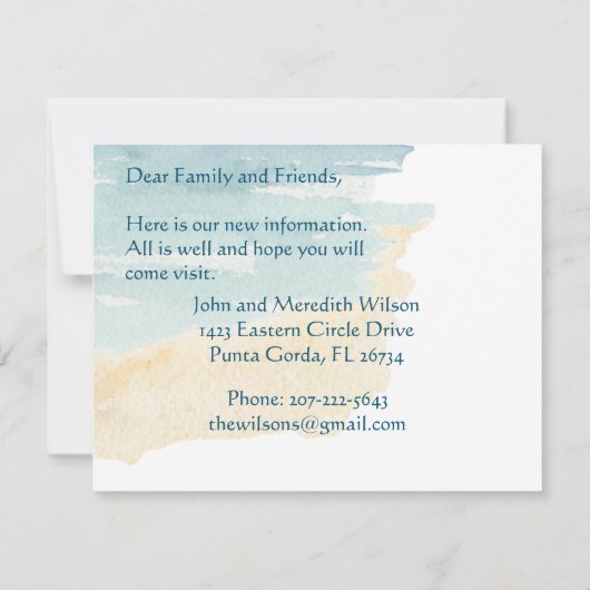 Wir haben Ocean Beach Move Announcement Card übert Ankündigung (Rückseite)