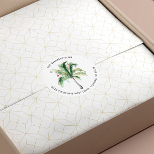 Wir haben Palm Tree Christmas Rücksendeadresse ver Runder Aufkleber