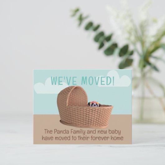 Wir haben Panda Moving Ankündigung Postkarte versc (Stehend Vorderseite)