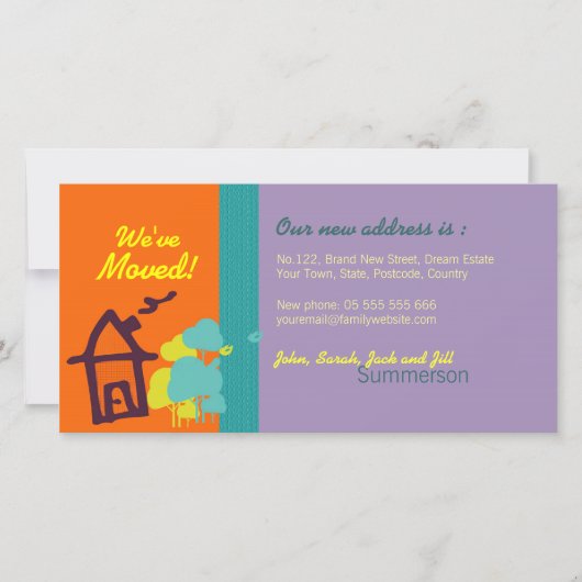 Wir haben Pastells-Fotokarte verschoben Ankündigung (Vorderseite)