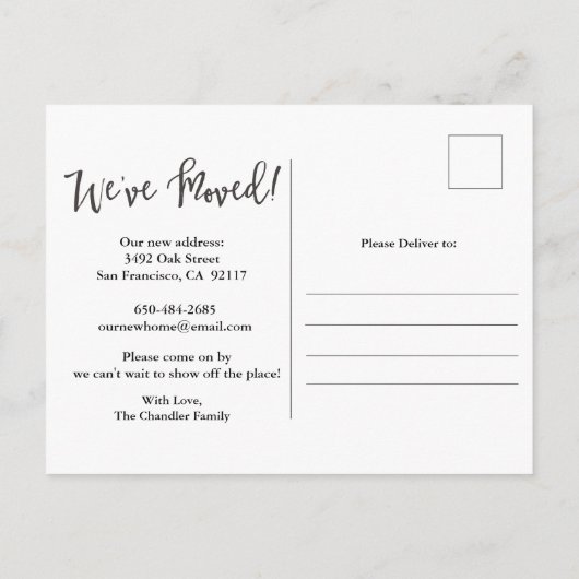 Wir haben Pflanzen-bewegliche Ankündigungspostkarte (Rückseite)