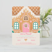 Wir haben Pink Gingerbread Housewarming Einladung (Stehend Vorderseite)