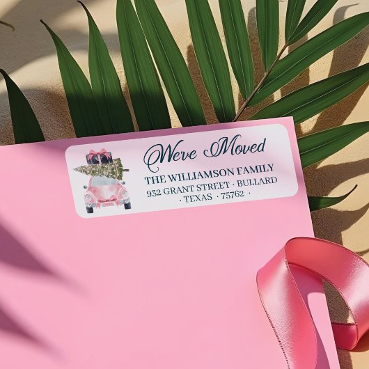 Wir haben Pink Retro Auto Weihnachtsbaum Gepäck be