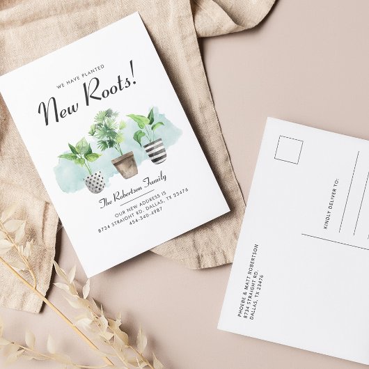 Wir haben Planted New Roots Moving Ankündigungspostkarte