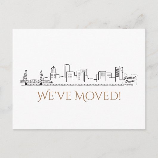 Wir haben Portland City Skyline verschoben Ankündigungspostkarte (Vorderseite)