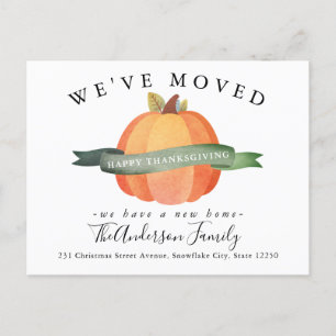 Wir haben Pumpkin neue Zuhause Holiday Moving Ankündigungspostkarte