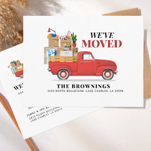 Wir haben Red Truck neue Adresse verschoben Ankündigungspostkarte